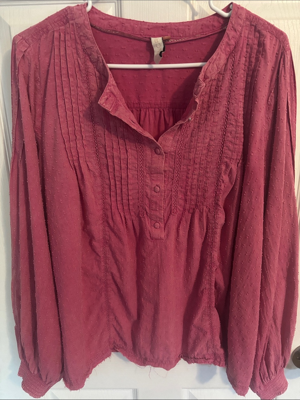 Pilcro Dusty Rose Pintuck Henley Tunic 100% cotton.